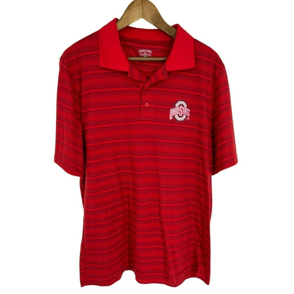 Scarlet & Gray Men's Short Sleeve Polo Shirt Size XL